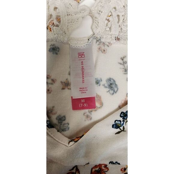 NO BOUNDARIES Junior Floral with Lace Detail Shirt Multicolor Cream Size M - Picture 9 of 10